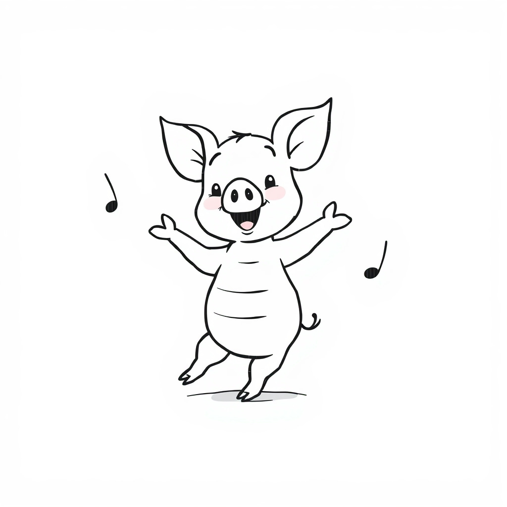 Piglet dancing to music