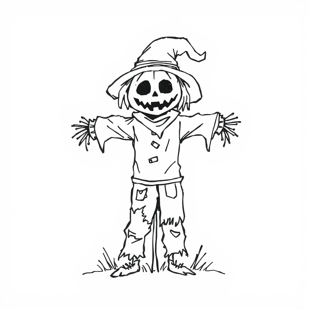 Haunted scarecrow in tattered clothes.