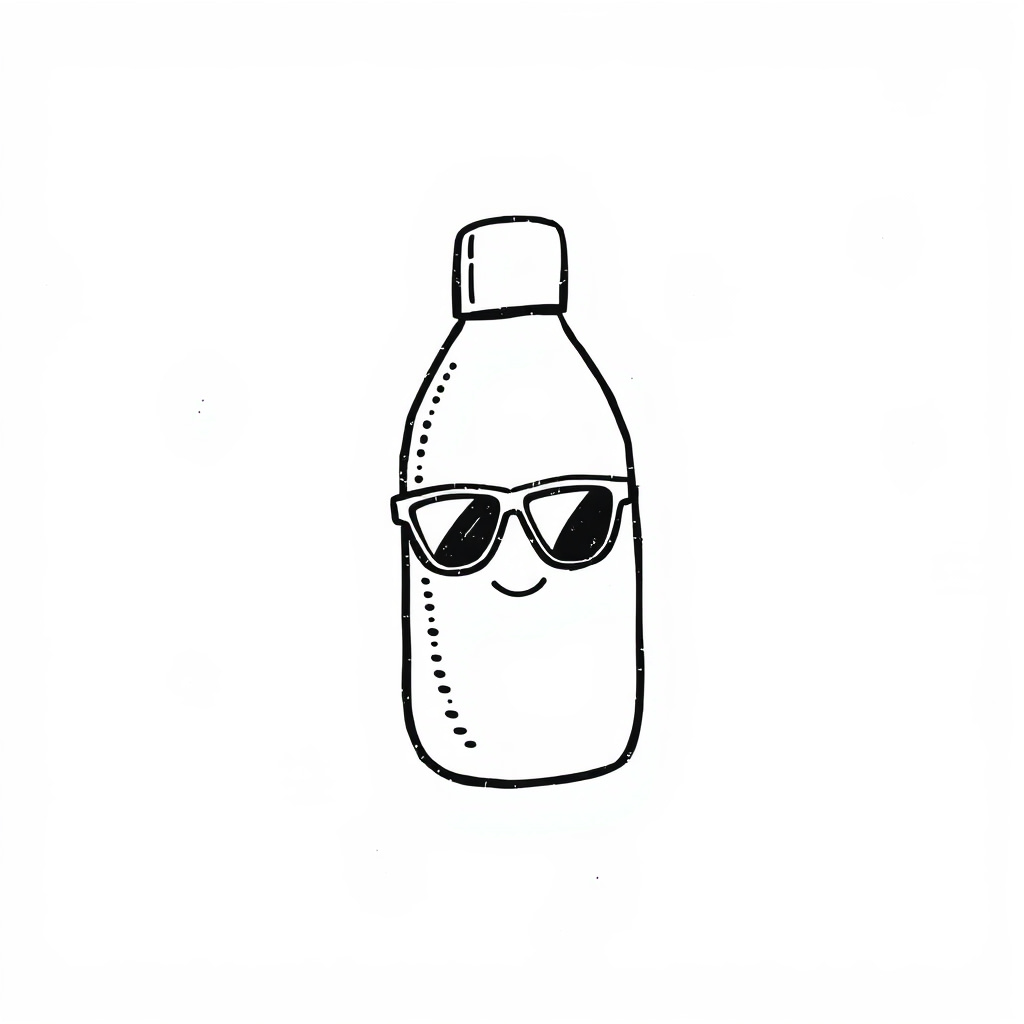 Sunscreen bottle with sunglasses