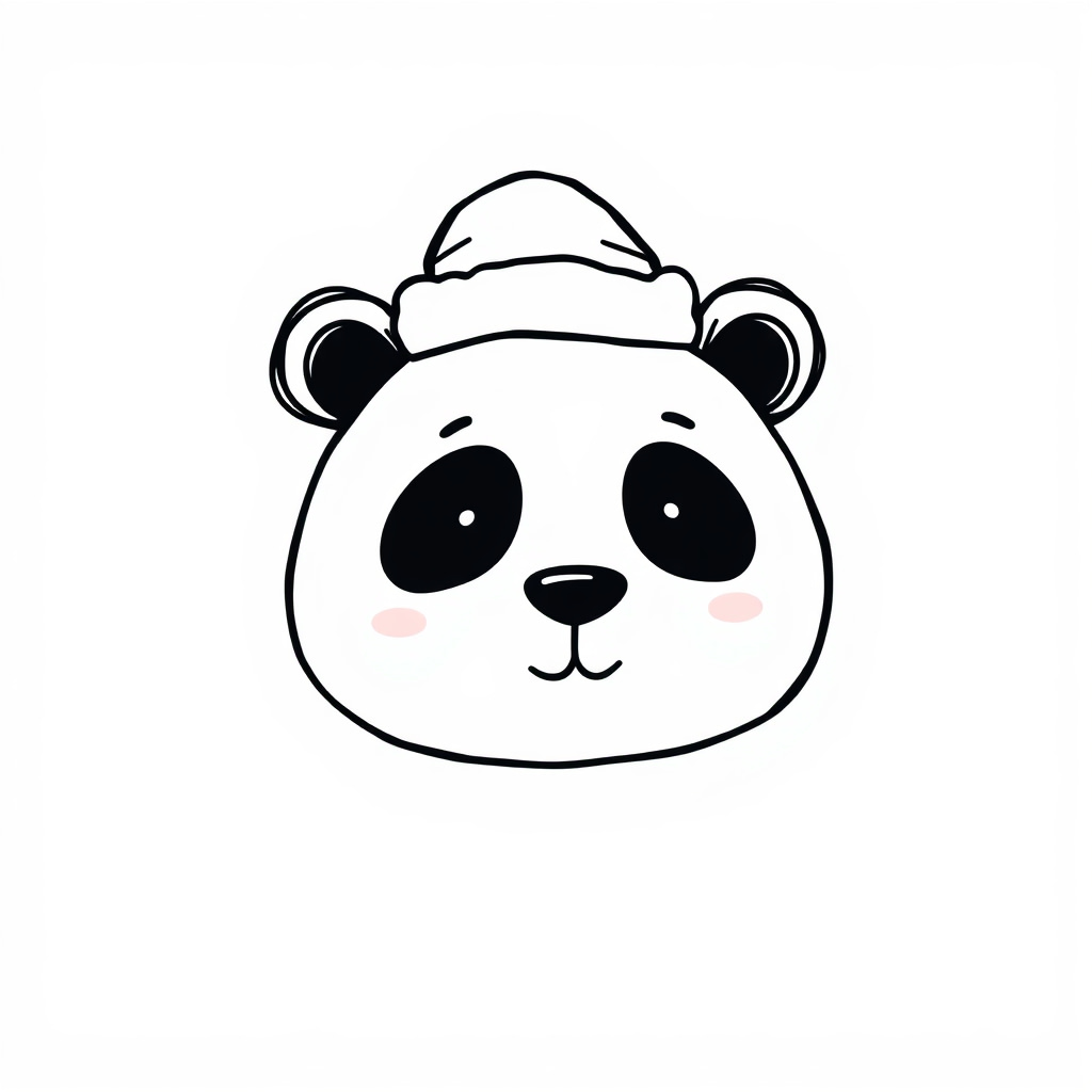 Cartoon Panda wearing a Santa hat