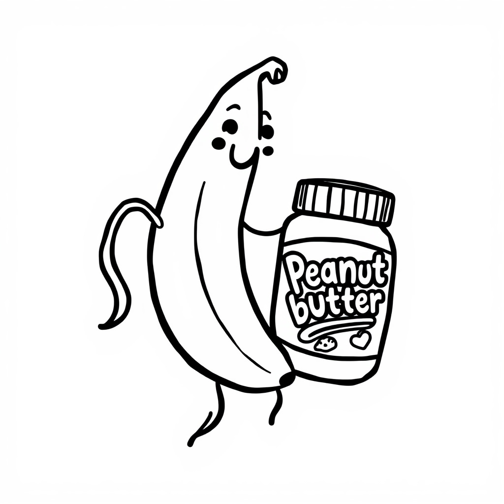 Banana dancing with peanut butter jar