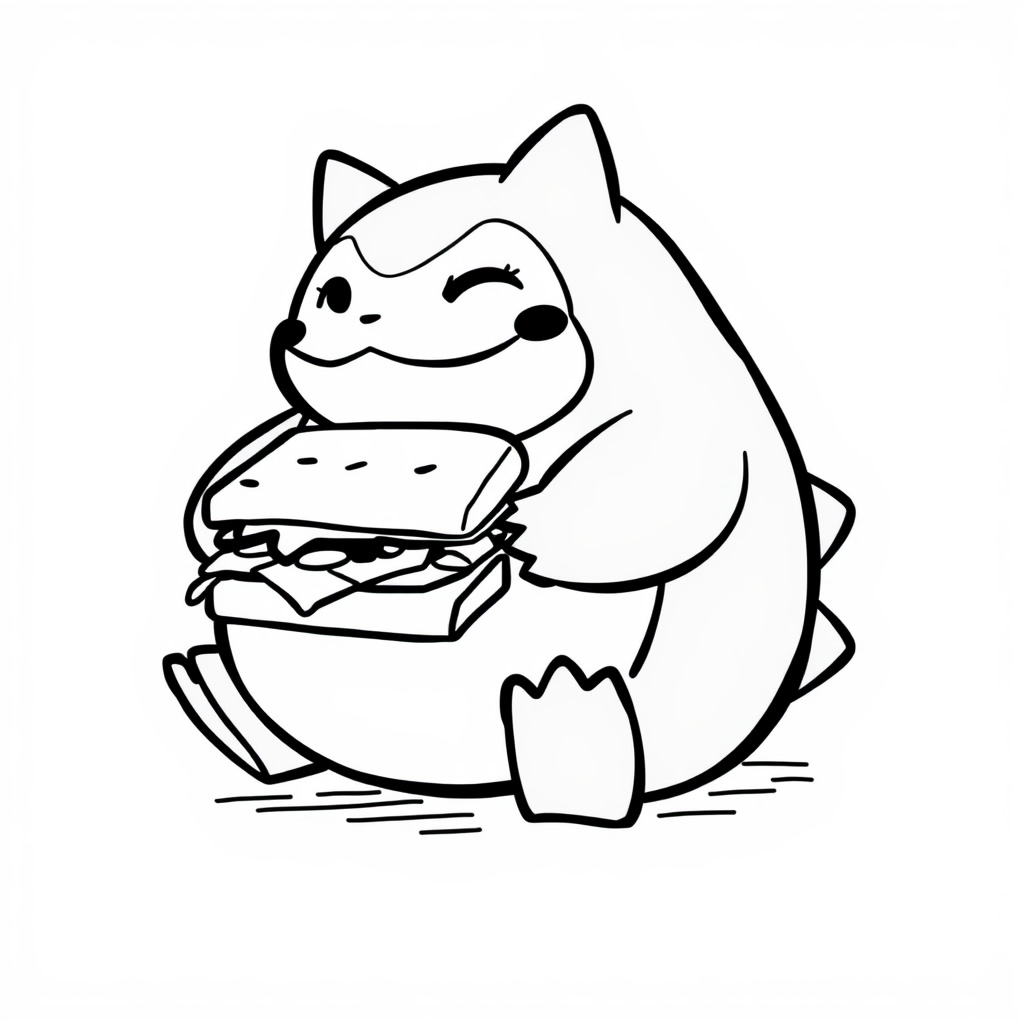 Snorlax eating a giant sandwich