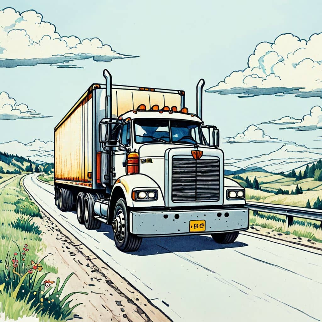 Colored Truck Driver on a scenic highway.
