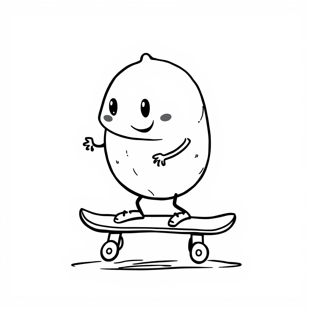 Lime riding a skateboard