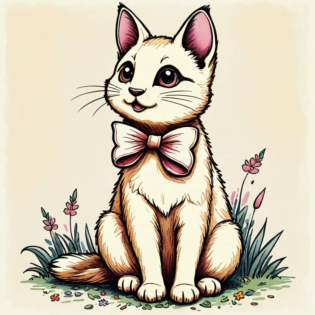 Colored Cat with a big bowtie