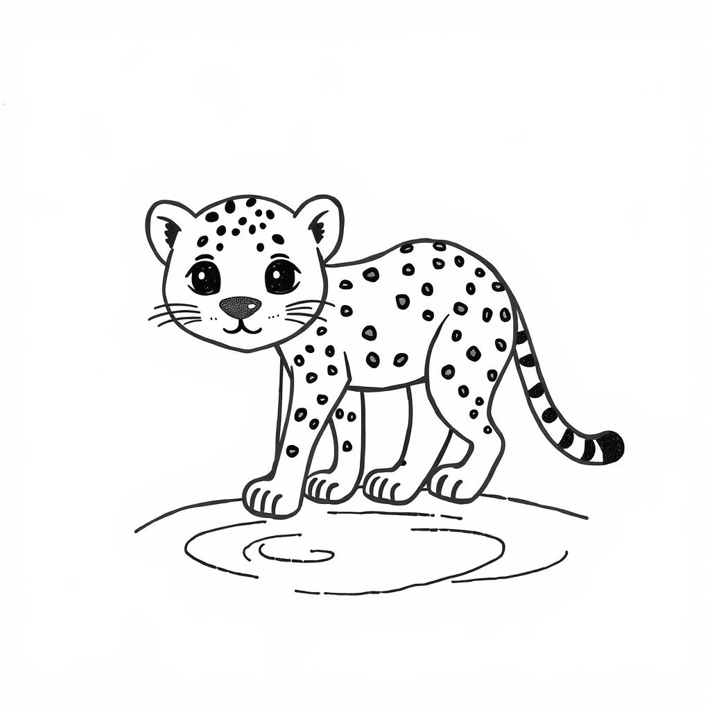 Cheetah drinking from a waterhole