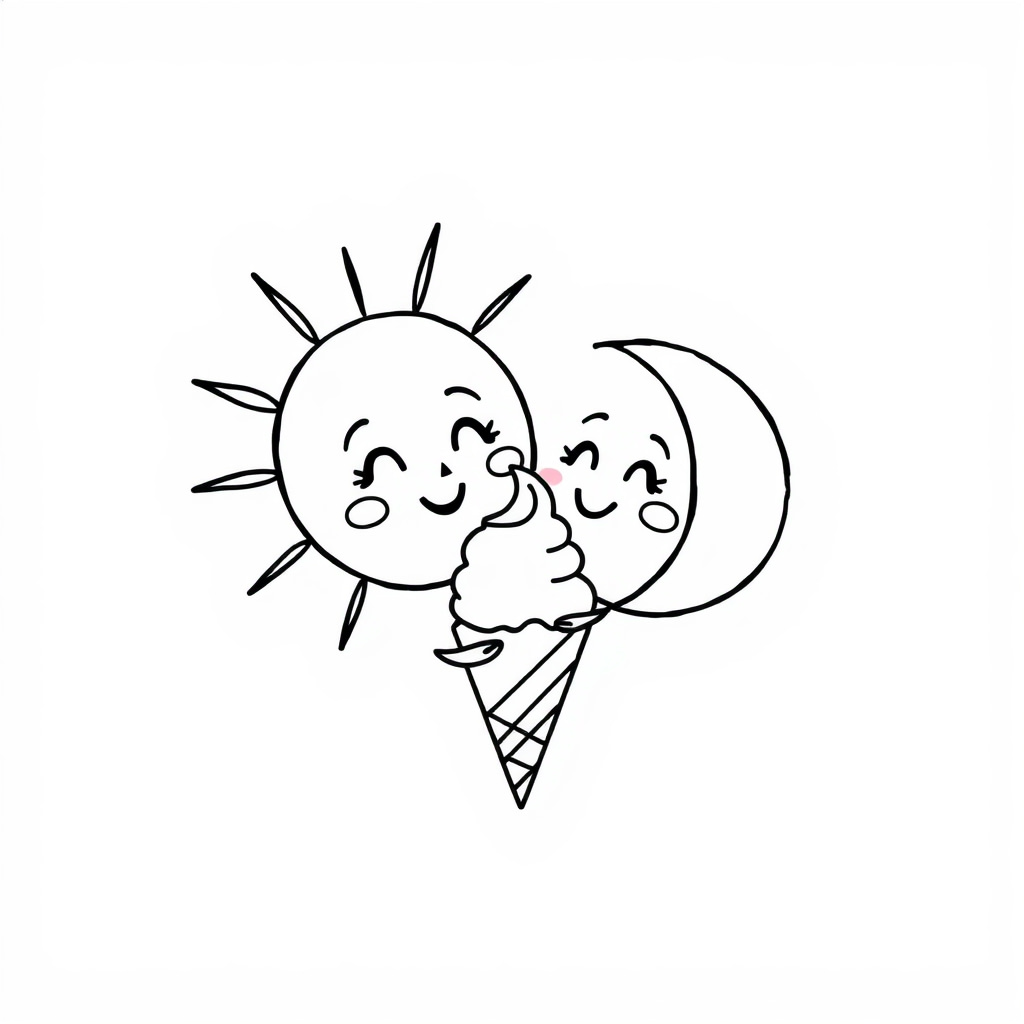 Sun and Moon sharing an ice cream