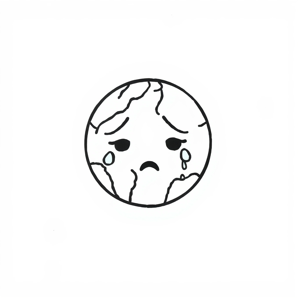 Crying globe with teardrops