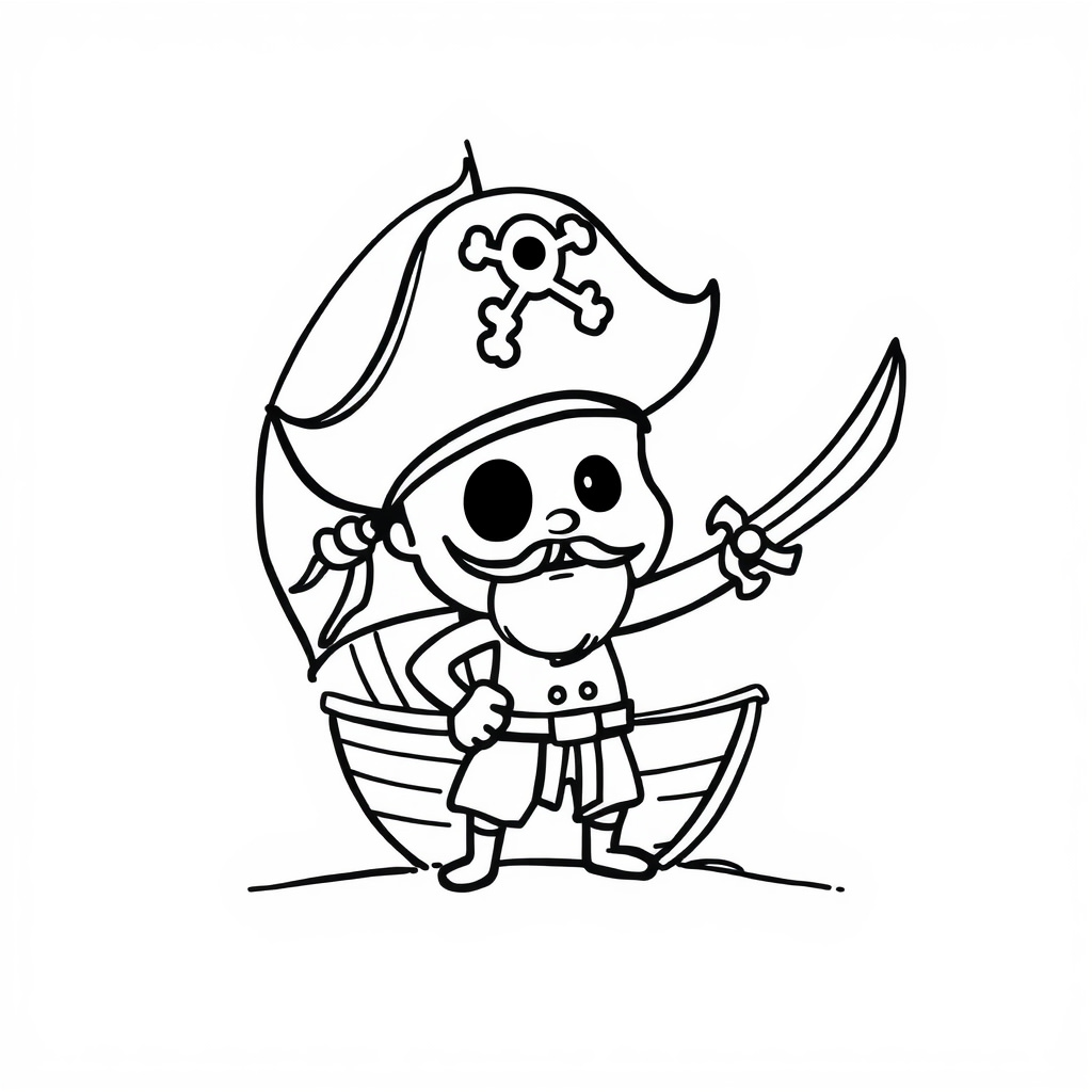 Pirate brandishing sword on a ship's deck