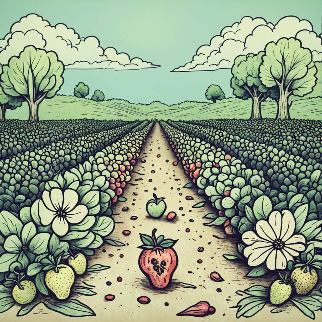 Colored Strawberry patch in spring