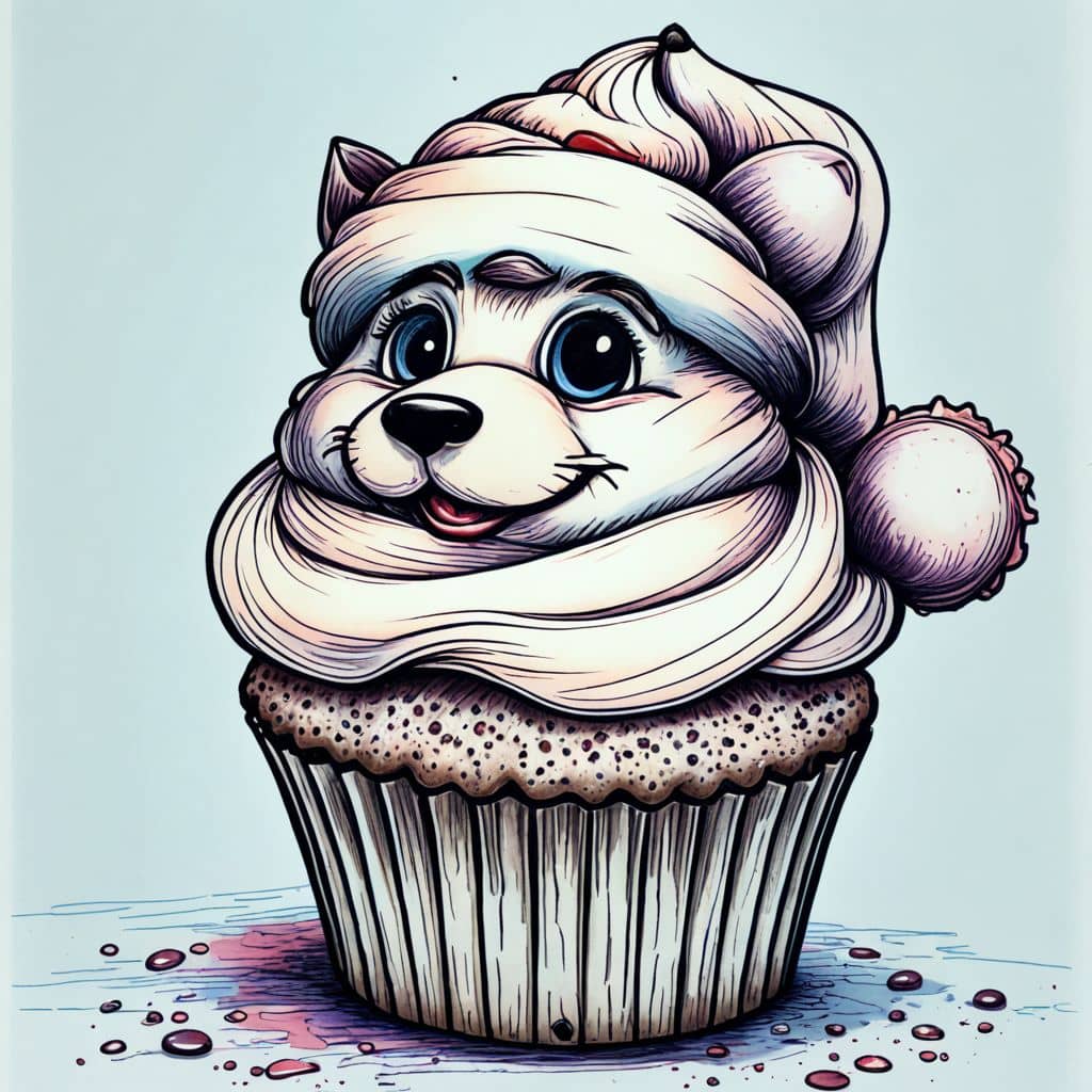 Colored Cupcake wearing a Santa hat for Christmas