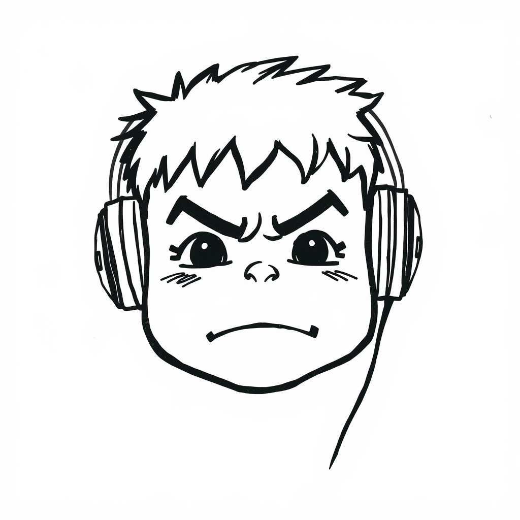 Hulk's face with headphones on