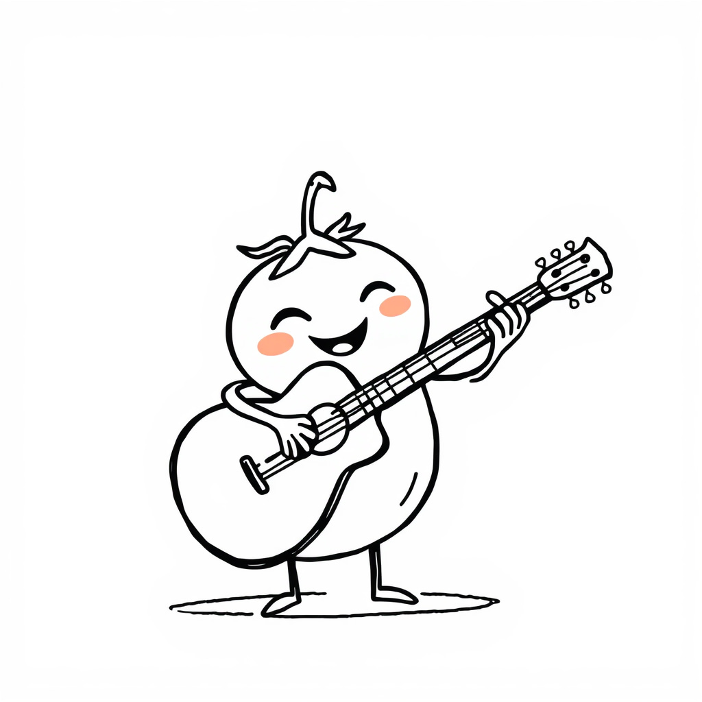 Tomato playing guitar