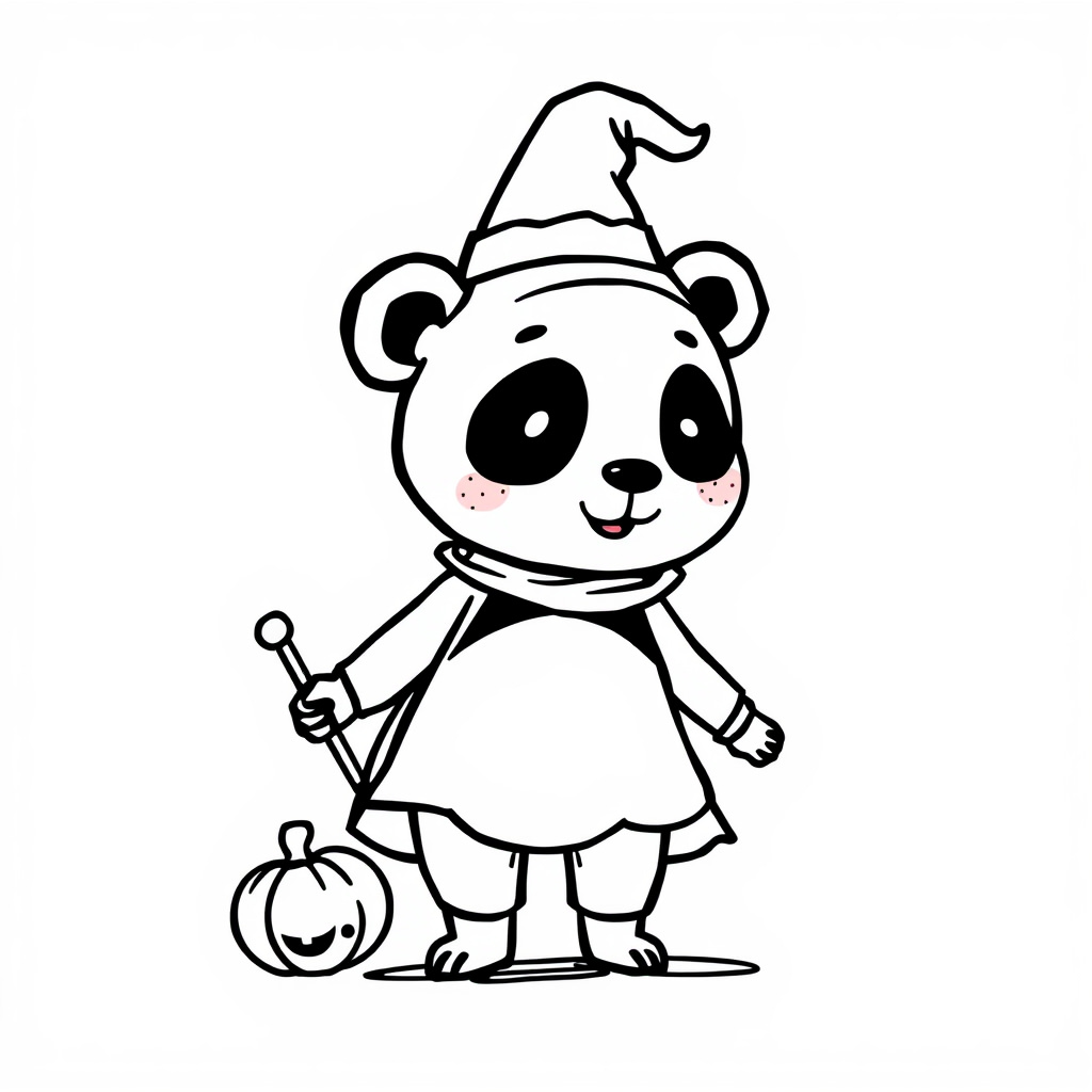 Cartoon Panda in a Halloween costume