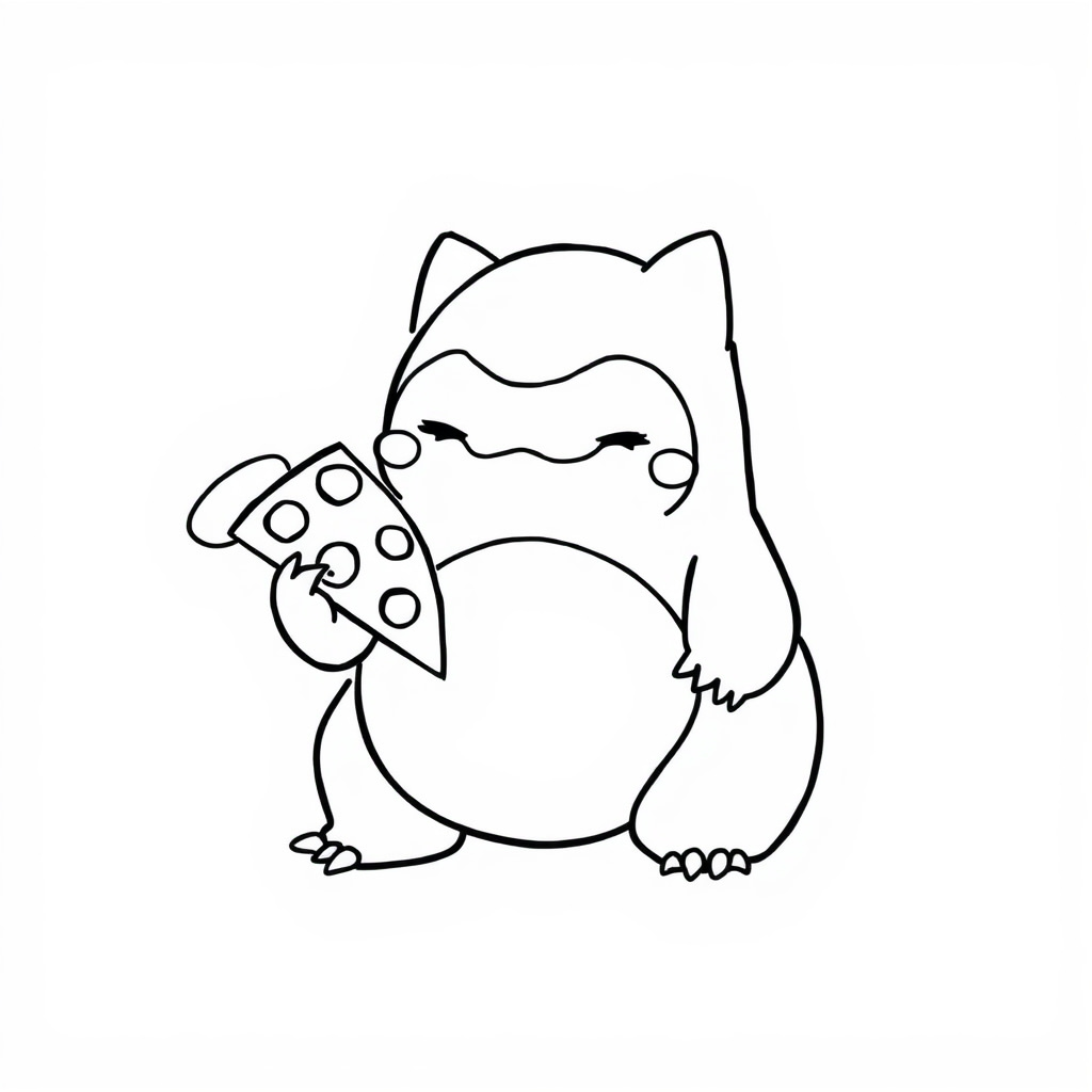 Snorlax holding a pizza slice