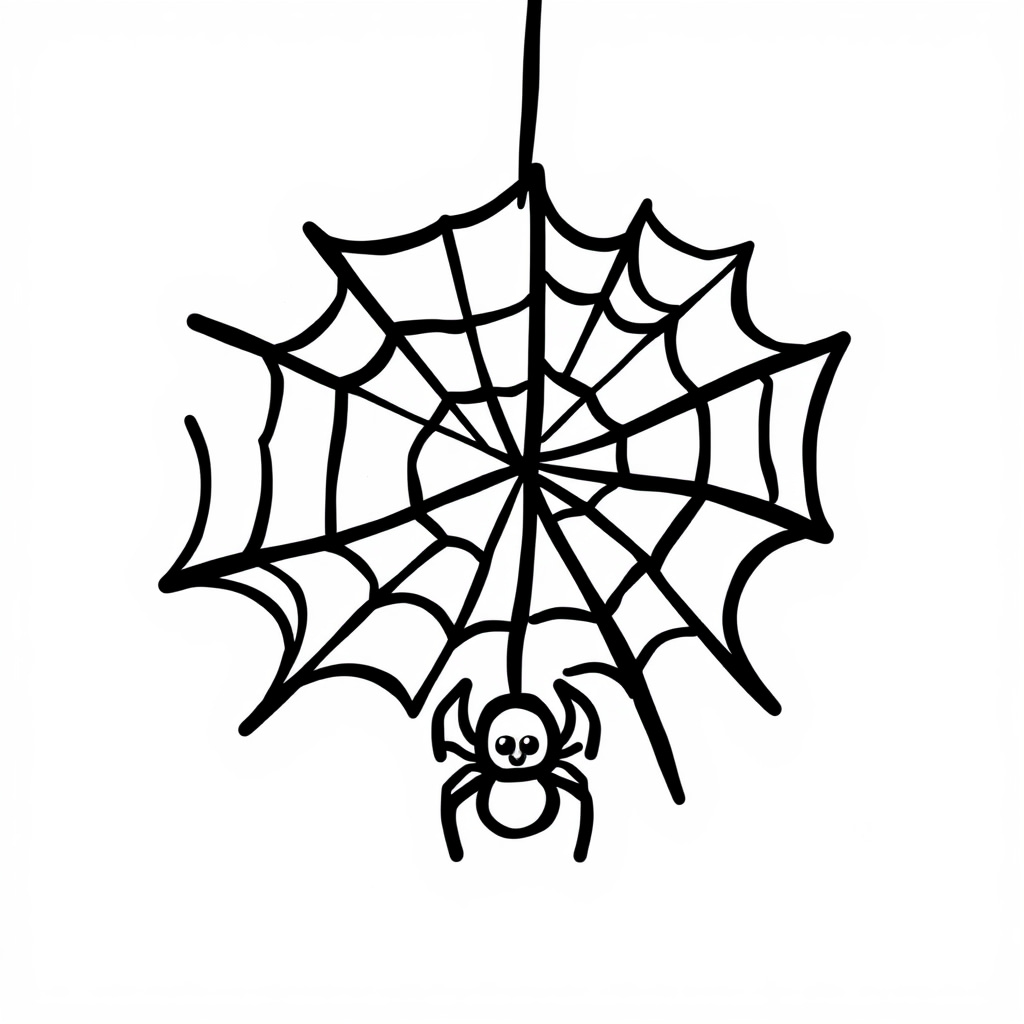 Spiderweb with hanging spider