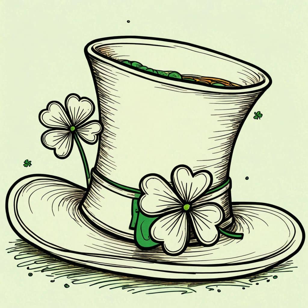 Colored Irish hat with a lucky clover