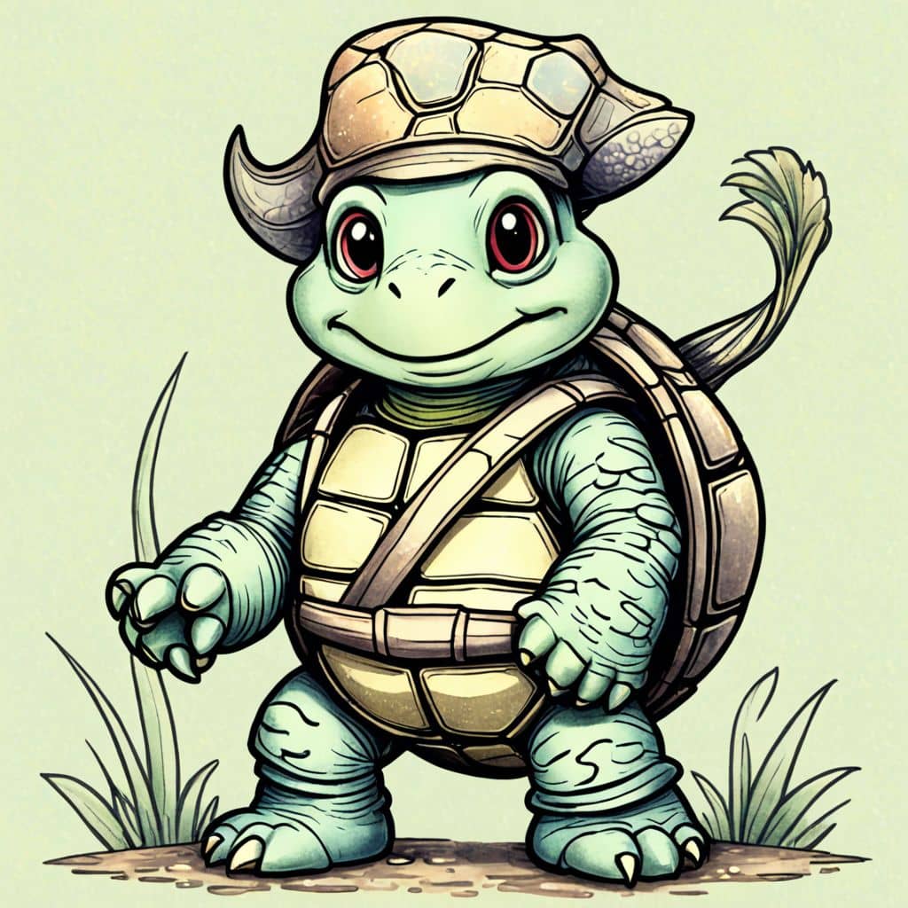 Colored Turtle dressed as a pirate