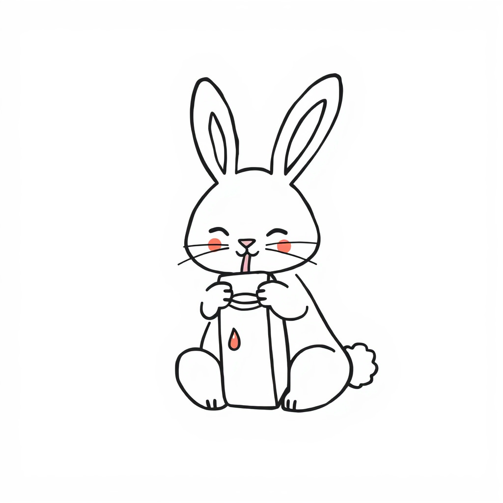 Bunny sipping from juice box