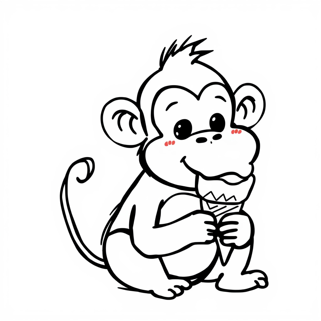 Monkey licking an ice cream cone