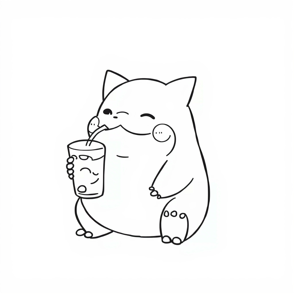 Snorlax drinking a soda