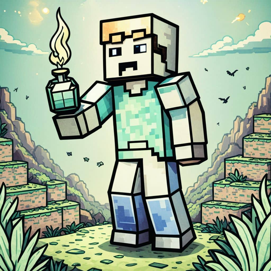 Colored Steve - using fire resistance potion