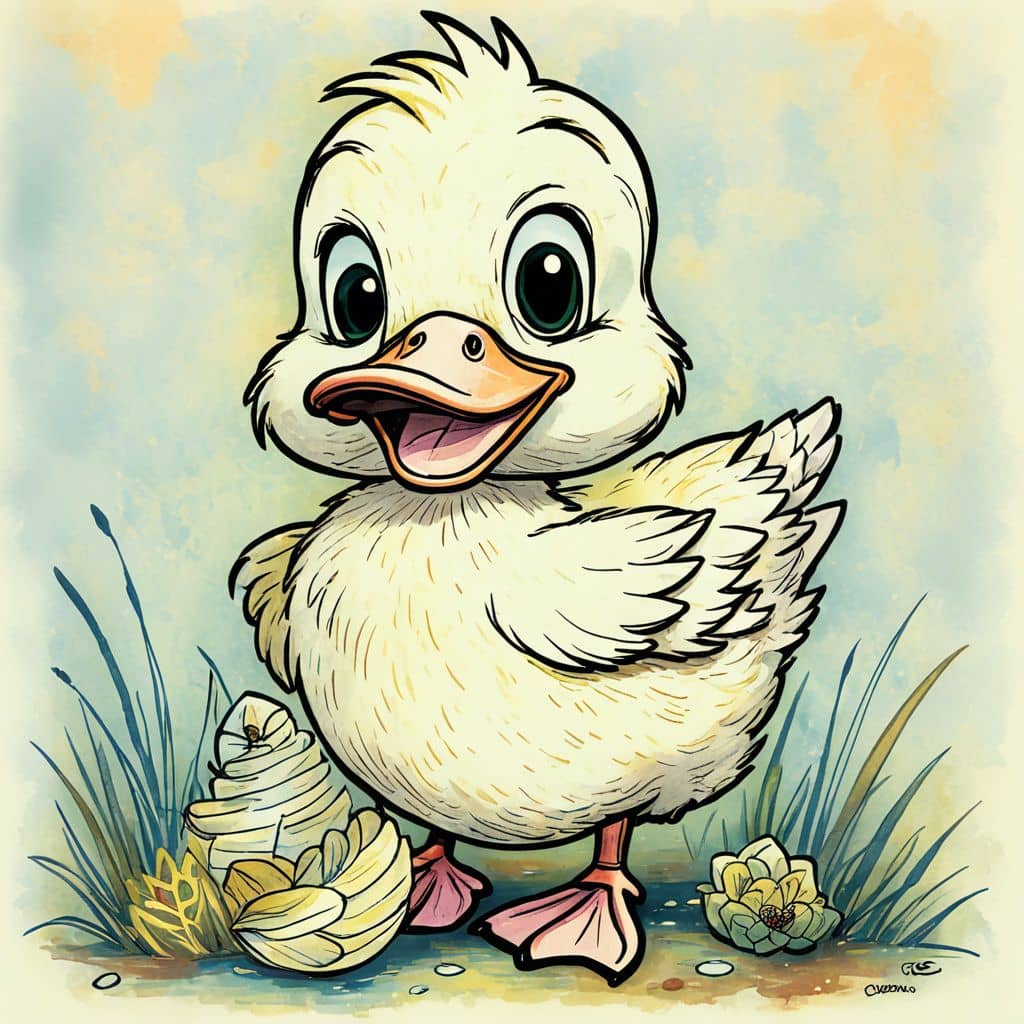 Colored Duck holding an Easter egg