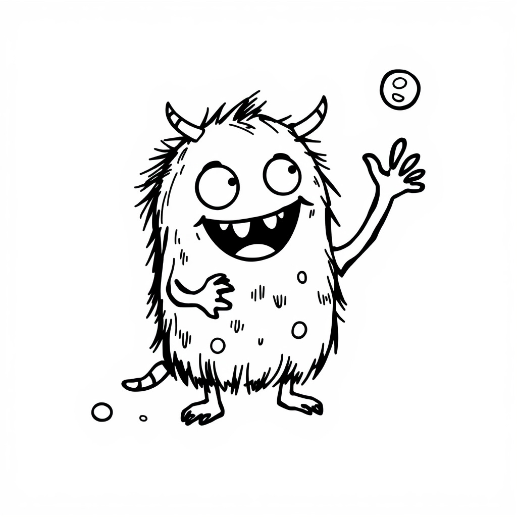 Cute Monster juggling colorful candies