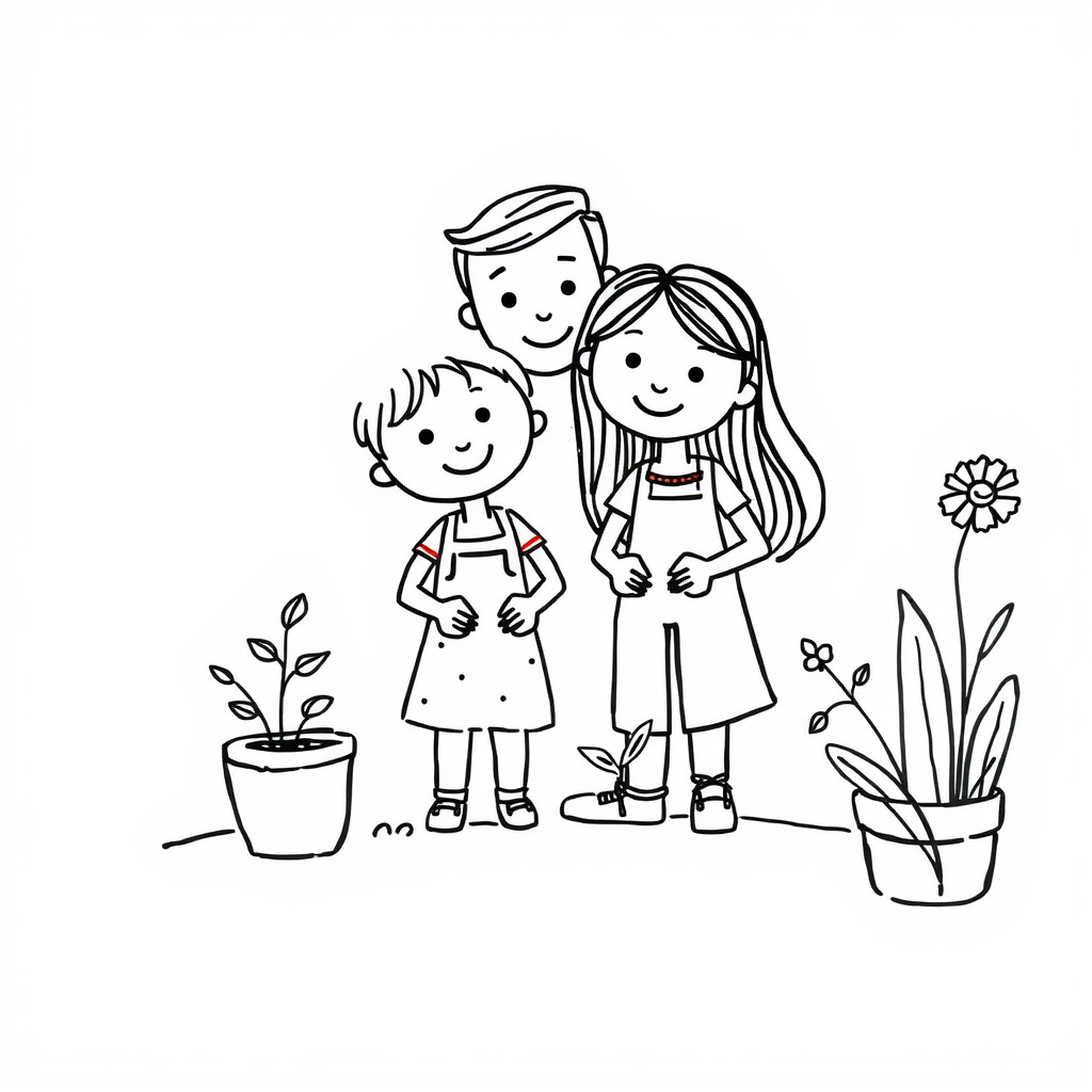 Family gardening together