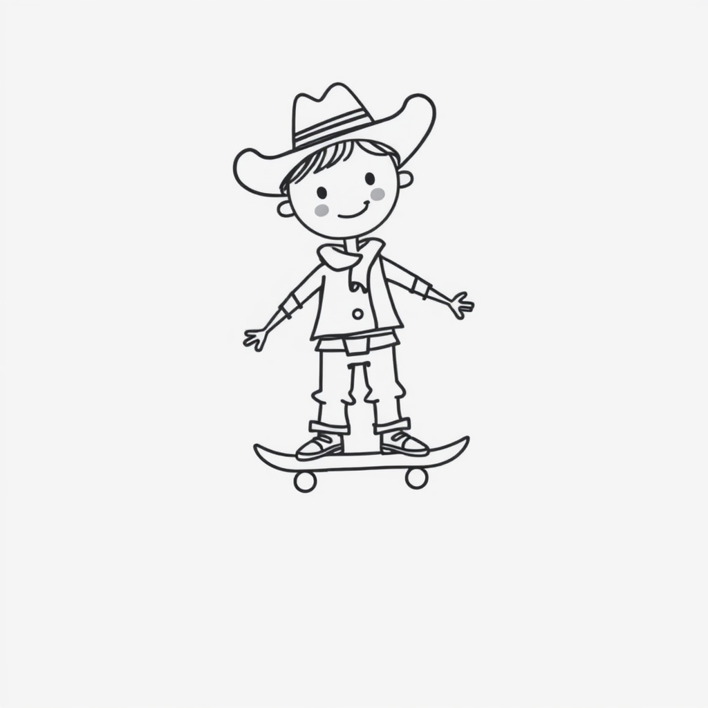 Cowboy on a skateboard