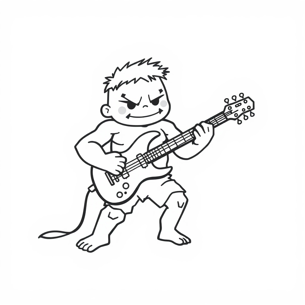 Hulk playing a guitar