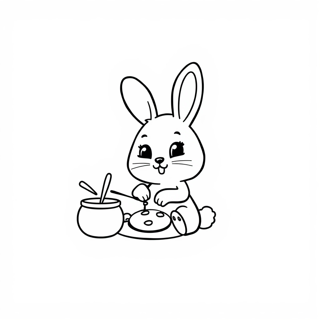 Bunny baking cookies.