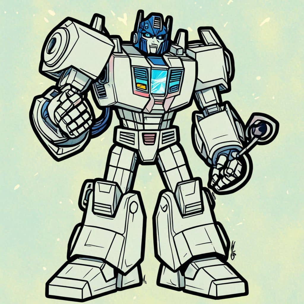 Colored Ratchet - the medic from Transformers holding a stethoscope.