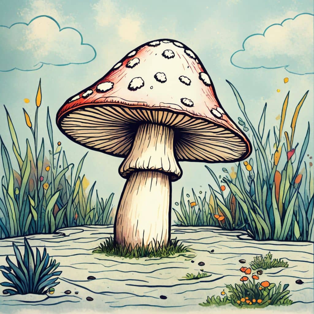 Colored Mushroom swimming in a clear pool