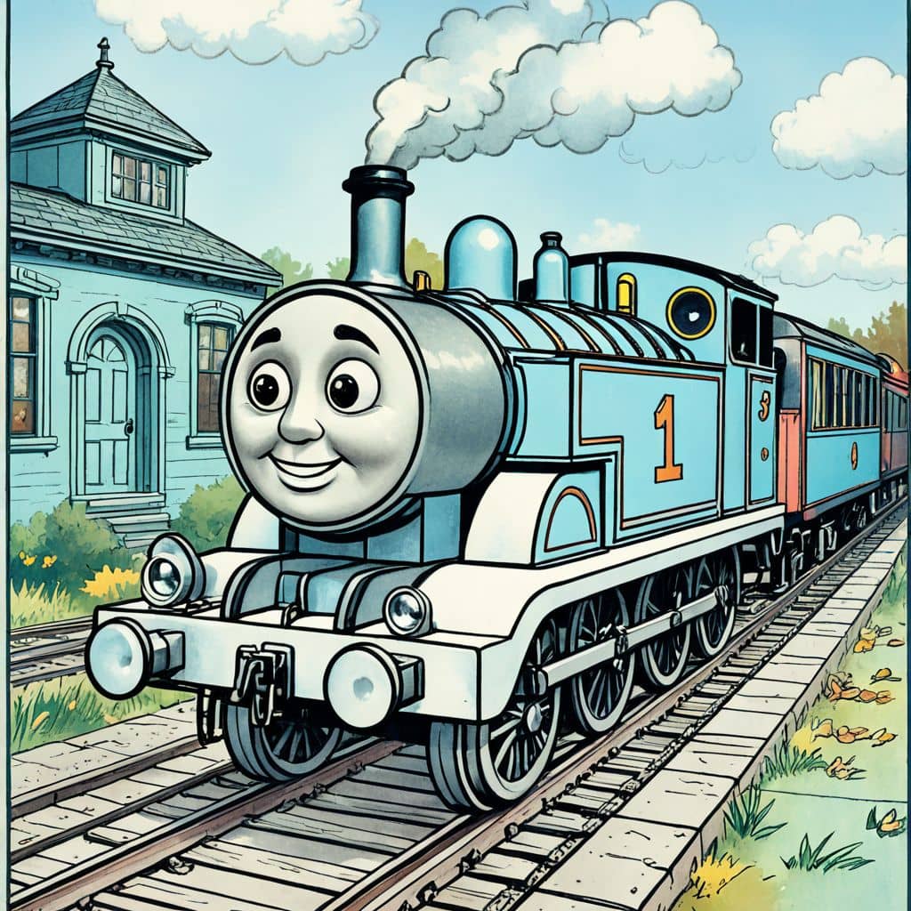 Colored Thomas - the train from Thomas & Friends at the station