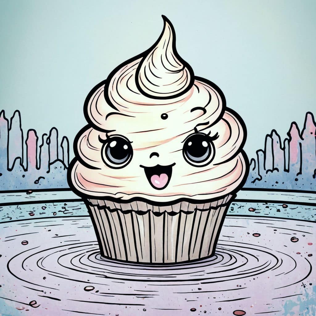 Colored Cupcake swimming in a pool