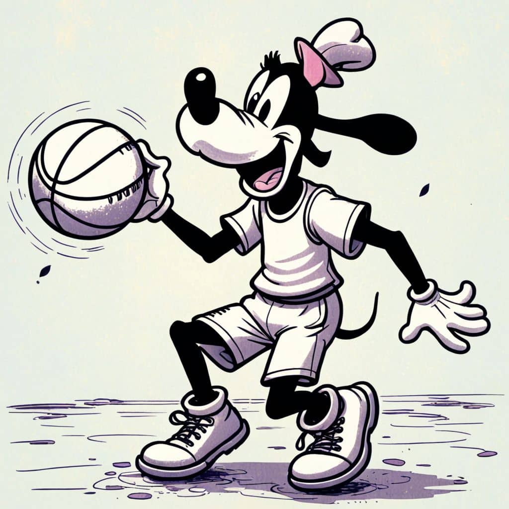 Colored Goofy - playing basketball