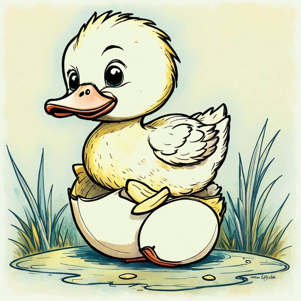 Colored Duck sitting on an egg