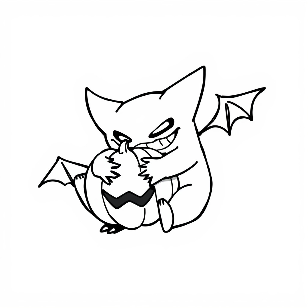 Gengar hugging a pumpkin