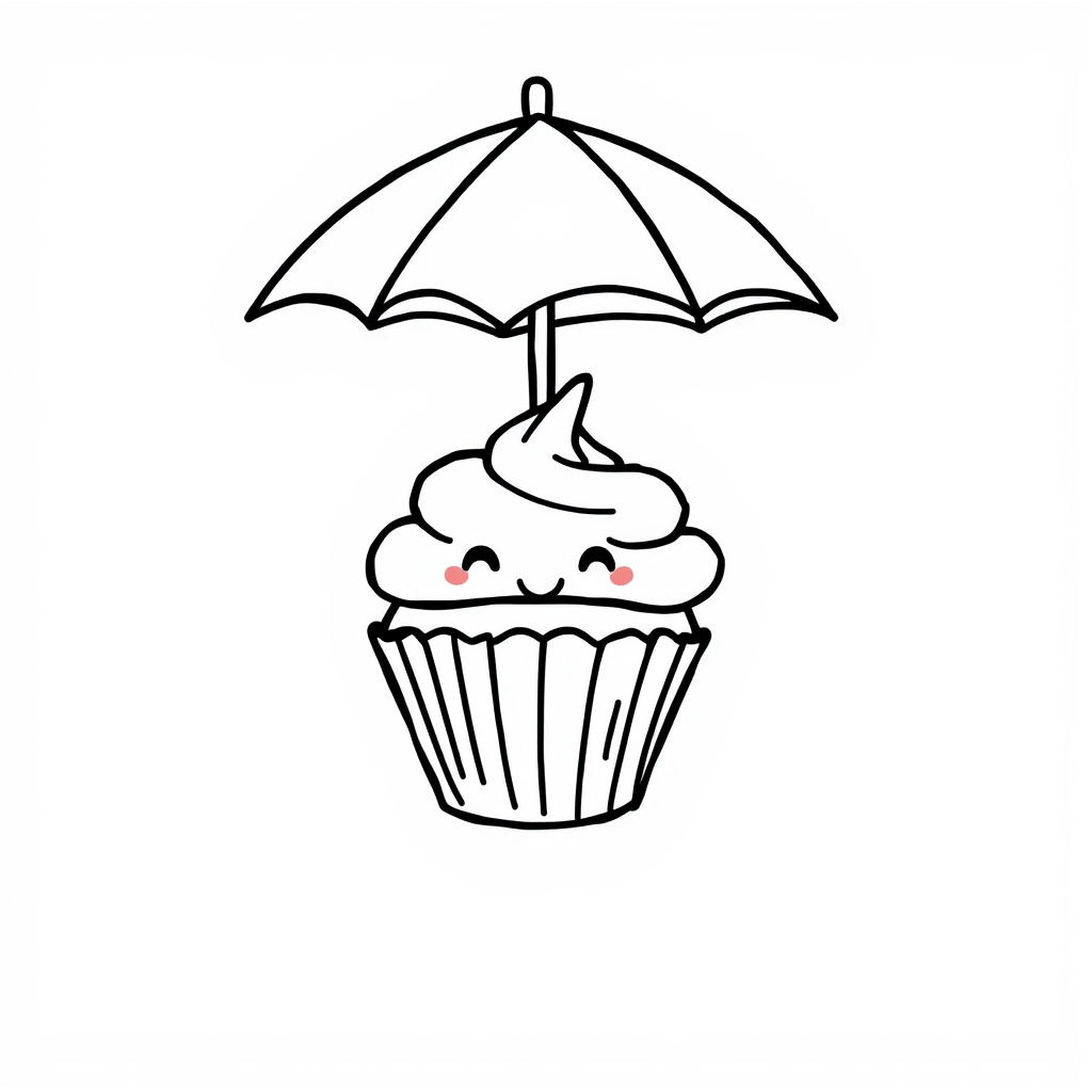 Cupcake chilling under a small umbrella