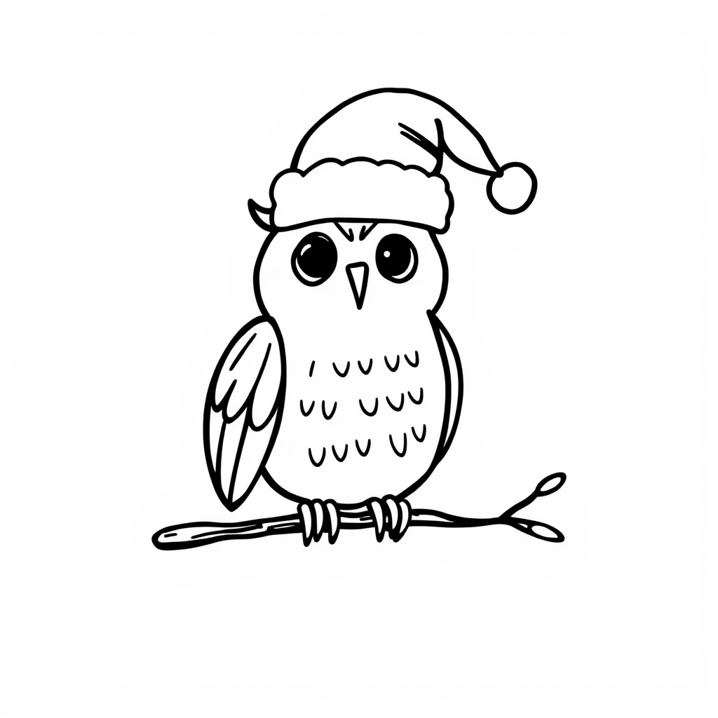 Santa Hat on perched owl