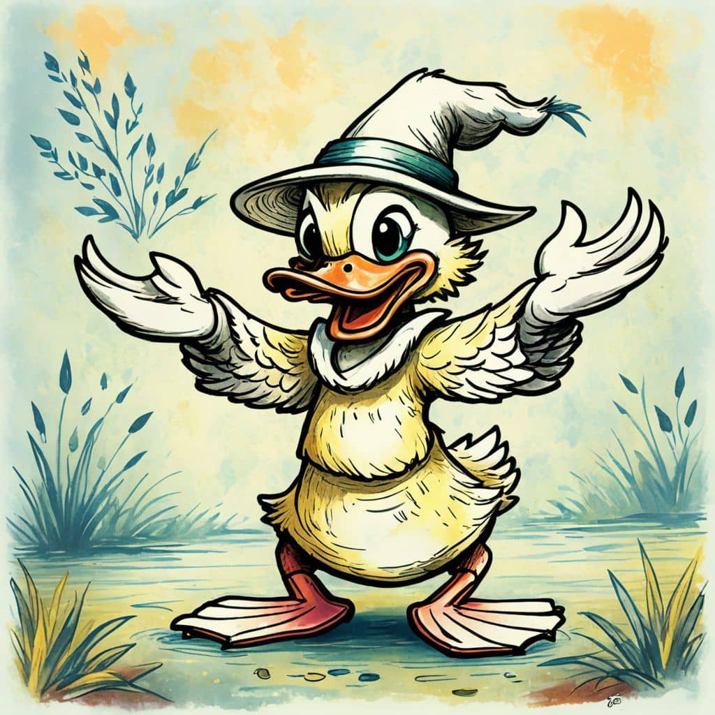 Colored Duck wizard casting a spell