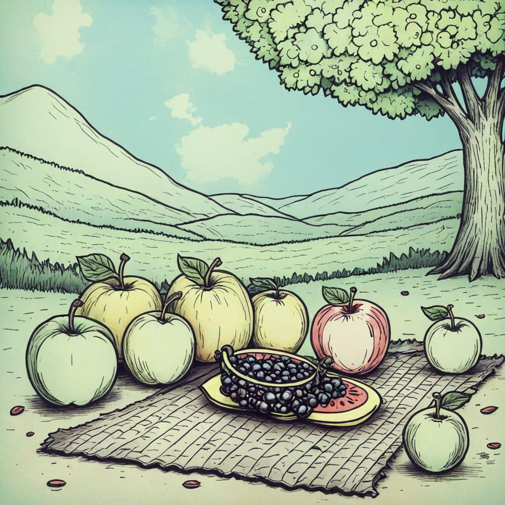 Colored Apple Family enjoys a sunny picnic