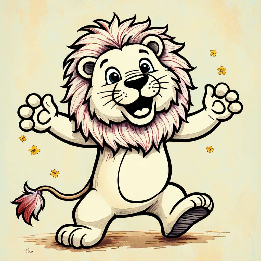 Colored Lion showing disco moves