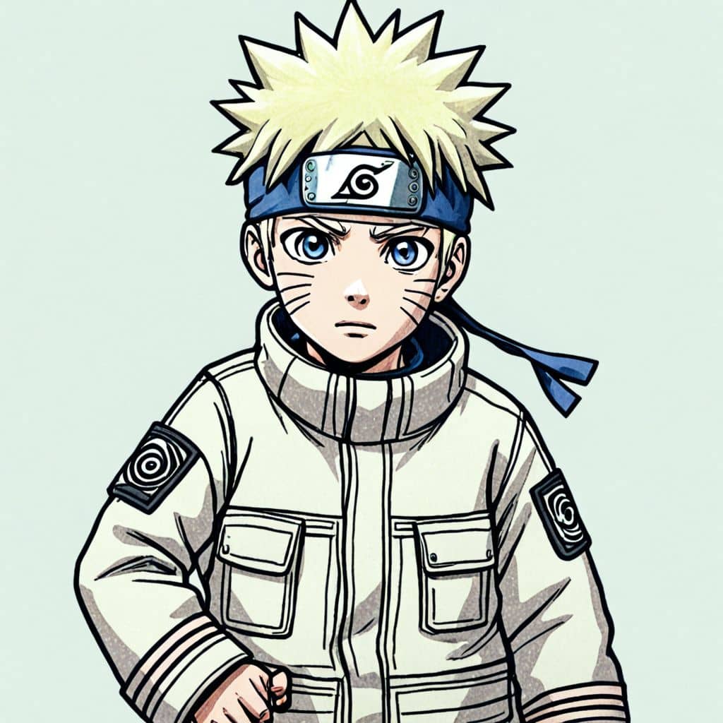 Colored Naruto - the ninja from Naruto anime wearing a firefighter outfit