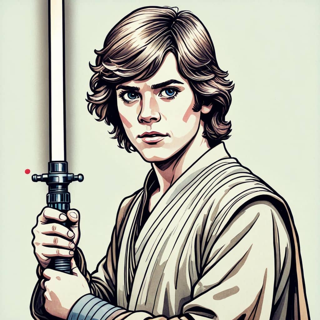 Colored Luke Skywalker - determined with lightsaber