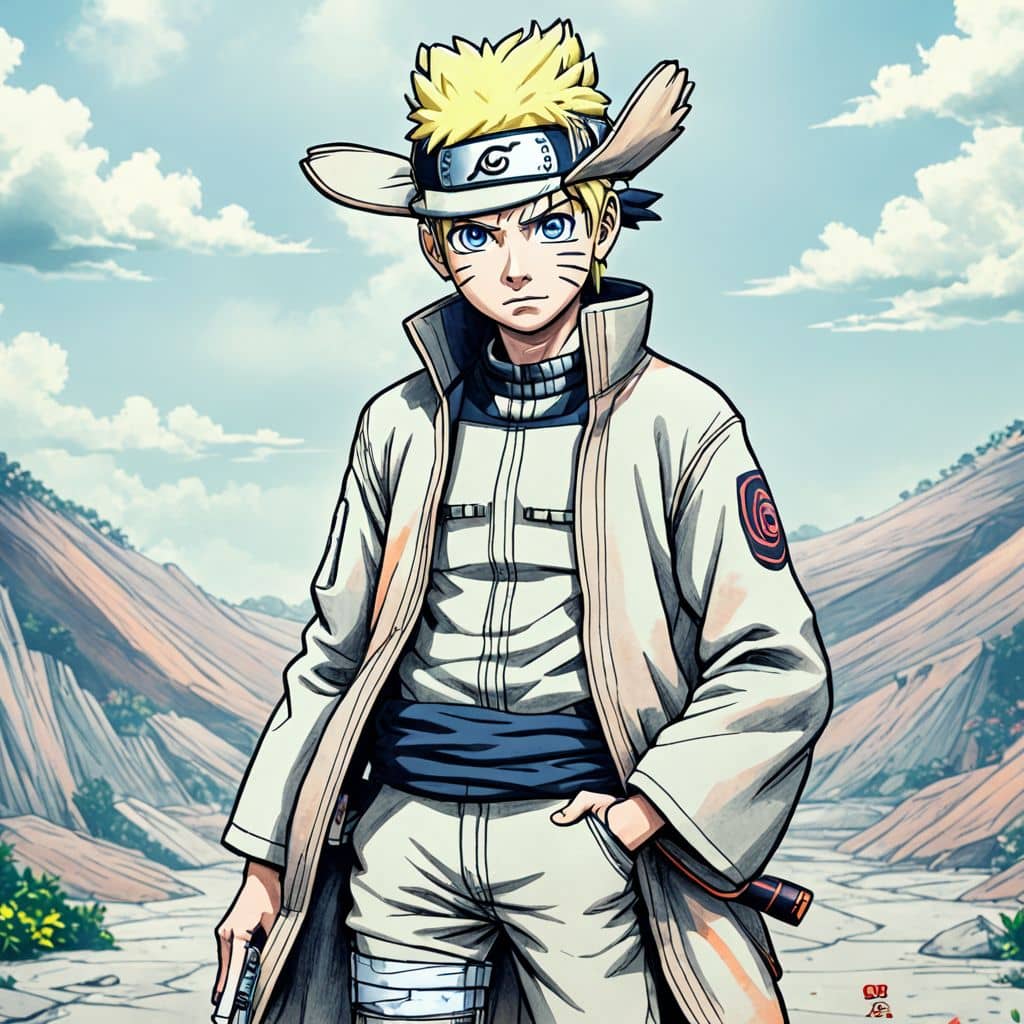 Colored Naruto - the ninja from Naruto anime dressed as a cowboy