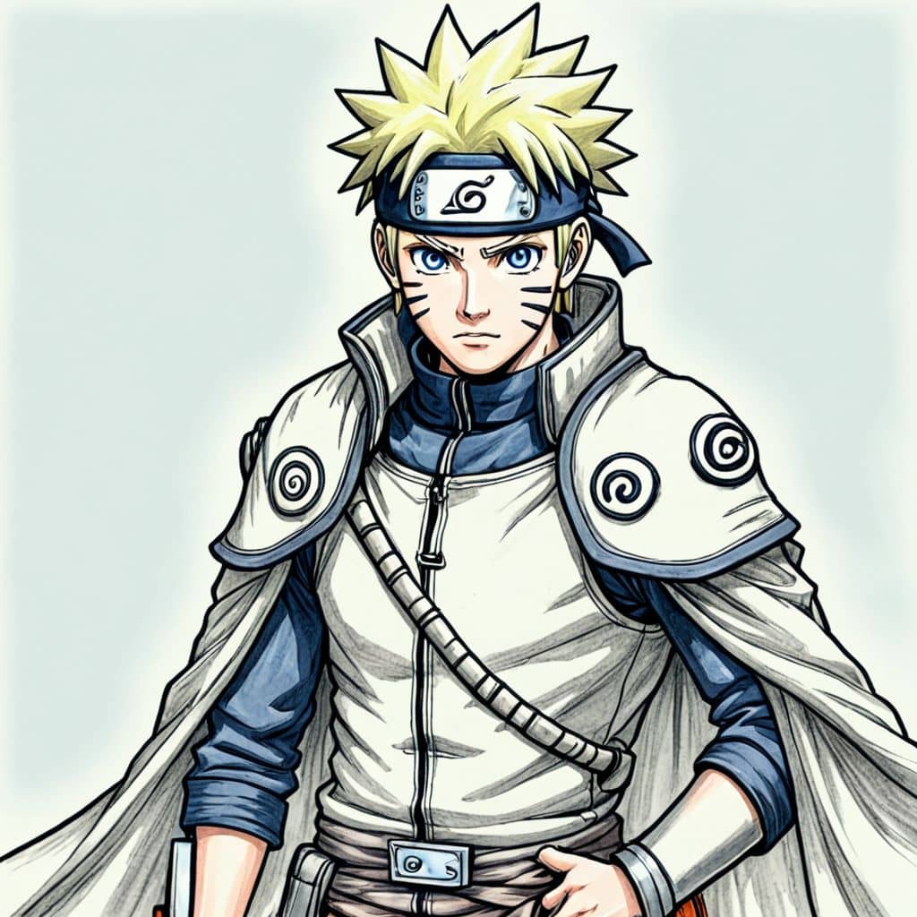 Colored Naruto - the ninja from Naruto anime in a medieval knight's armor