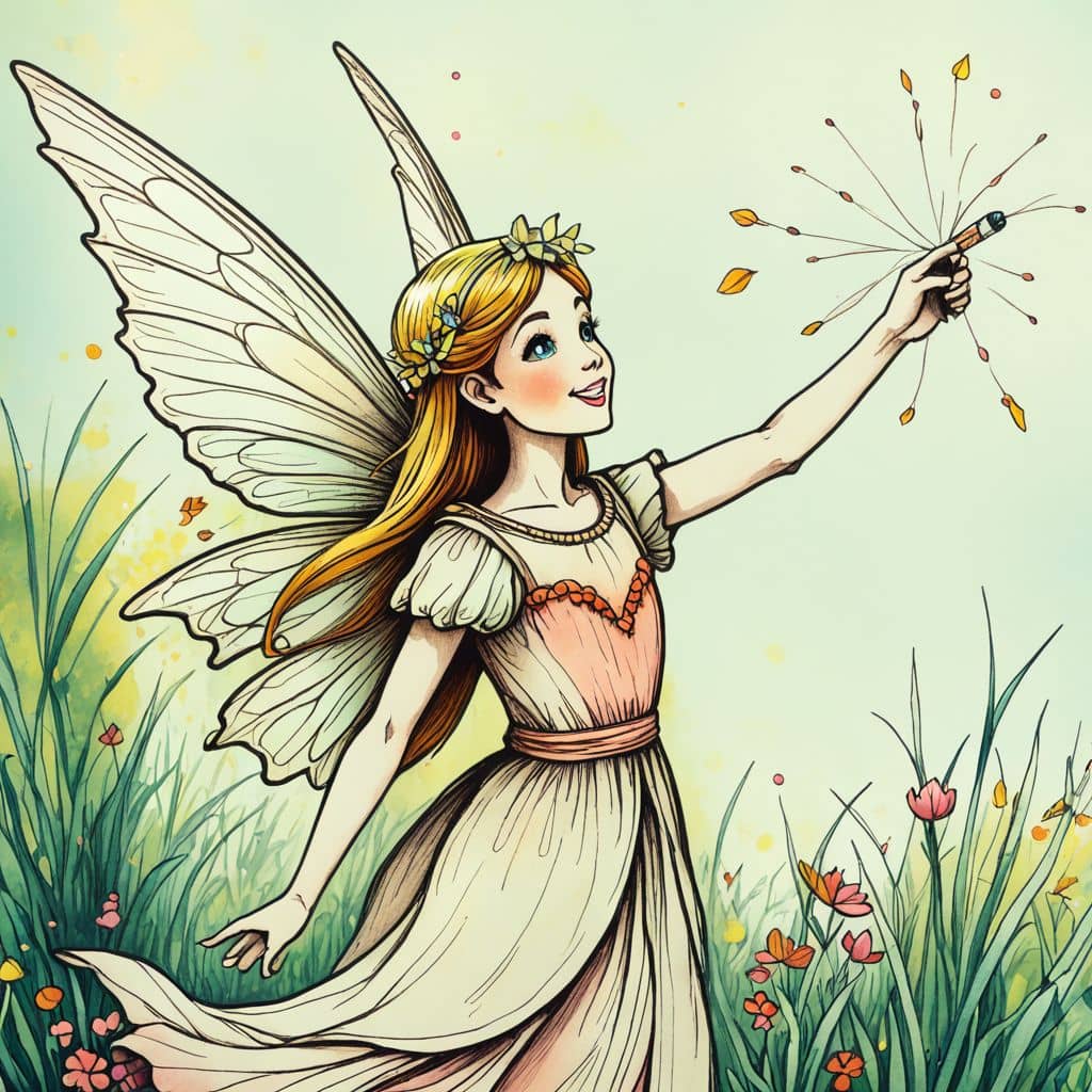 Colored Fairy pointing at glowing runes