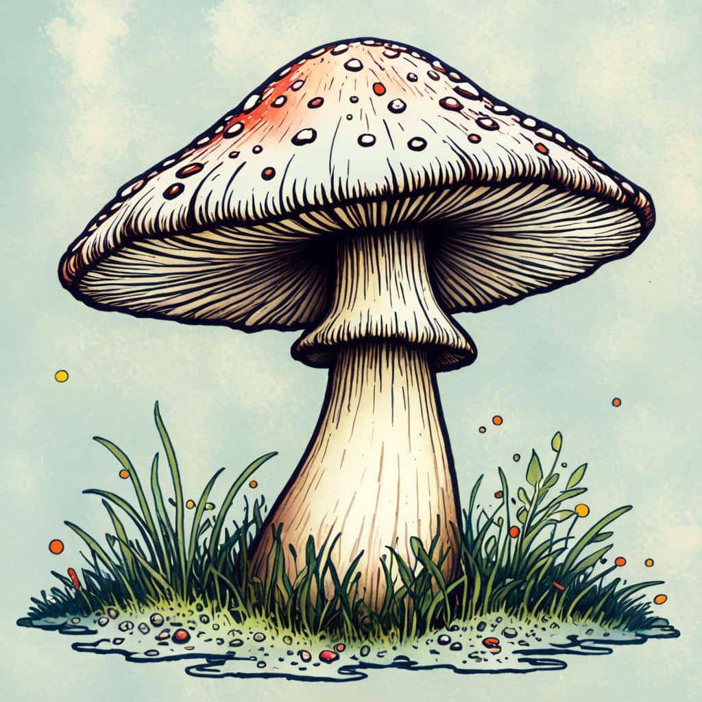 Colored Mushroom dancing in the rain.